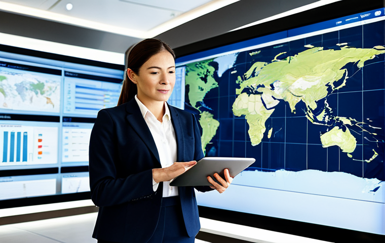 Global Logistics & Proactive Planning**
A highly focused professional overseas training coordinator, fully clothed in a modest business suit, stands confidently in a modern, brightly lit global operations center. Large digital screens in the background display intricate world maps with connecting lines, alongside detailed travel itineraries and compliance checklists, emphasizing global reach. She holds a tablet, thoughtfully reviewing international regulations, conveying meticulous planning and proactive management. The scene is well-lit, professional photography, with natural body proportions, perfect anatomy, well-formed hands, and proper finger count. This image is safe for work, appropriate content, fully clothed, and family-friendly.

**