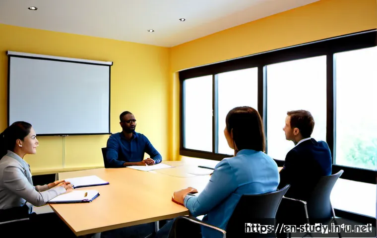 해외연수코디네이터 비즈니스 커뮤니케이션 - Photorealistic international training coordinator leading a business communication workshop in a bri...